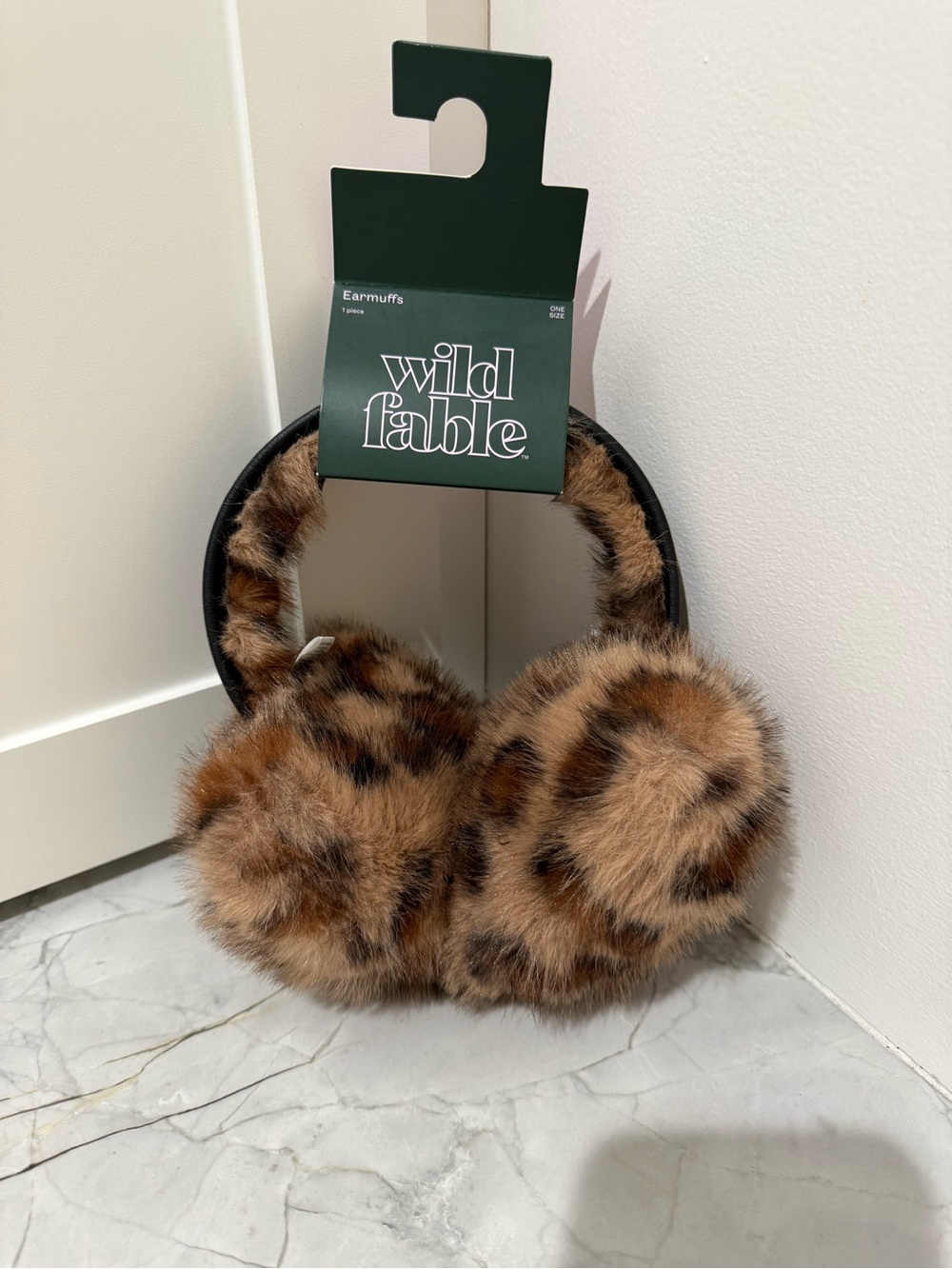 Wild Fable Leopard-Print Faux Fur Earmuffs - Brown & Black